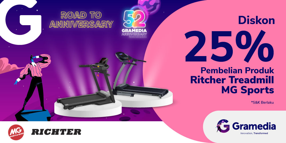 Gambar promo Diskon  25 % Richter Treadmill MG Sports dari Gramedia